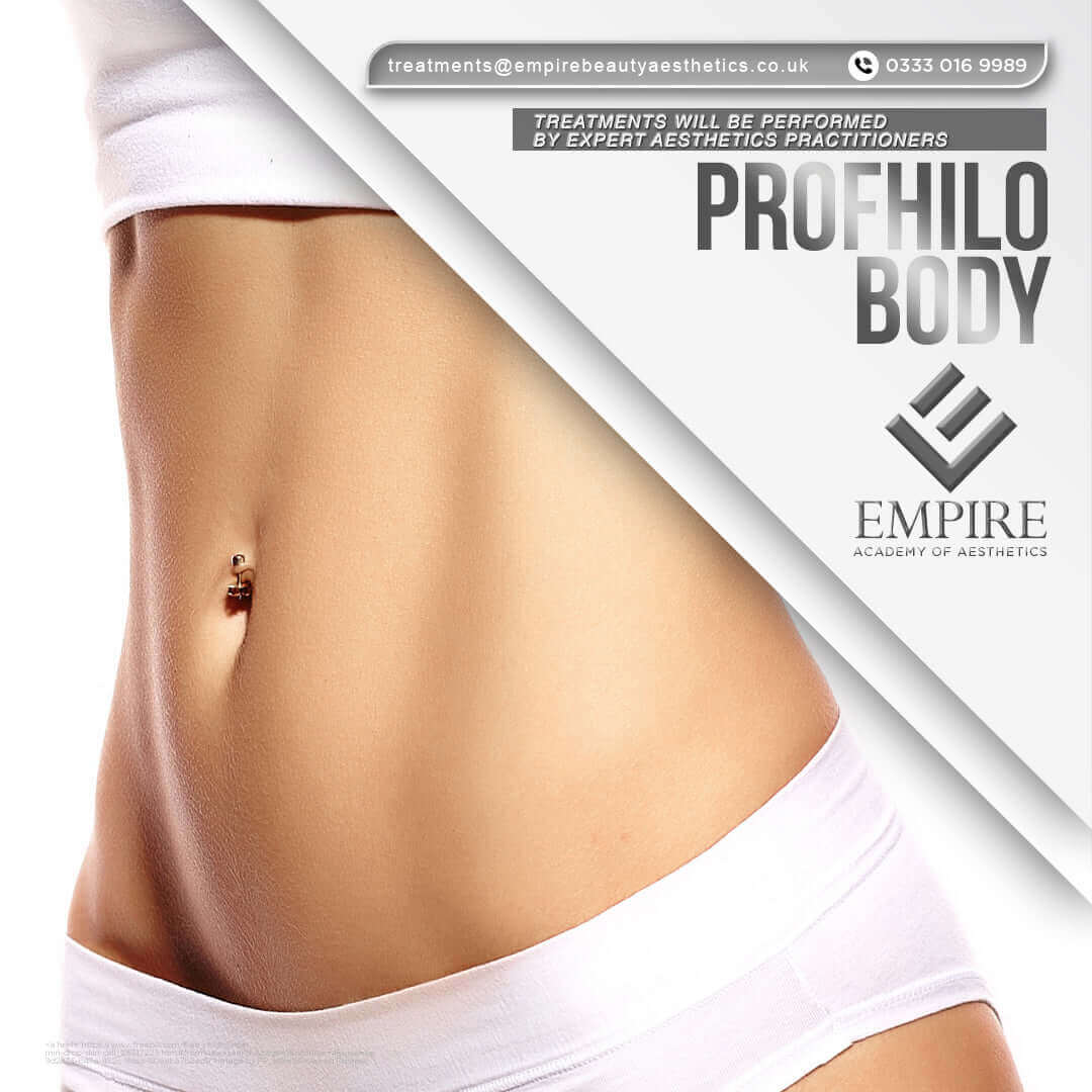 Profhilo skin rejuvenation treatment as a model for the body area, in our Warrington clinic