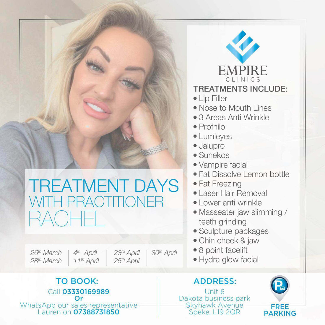 Rachel at Empire Clinics offering non invasive treatments