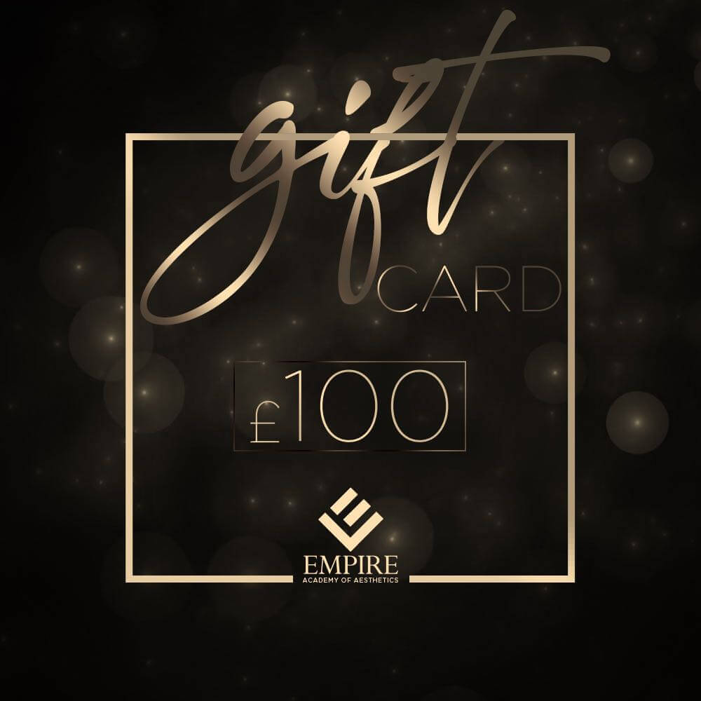 £100 Empire Academy of Aesthetic gift card. Can be redeemed on courses and model treatments.