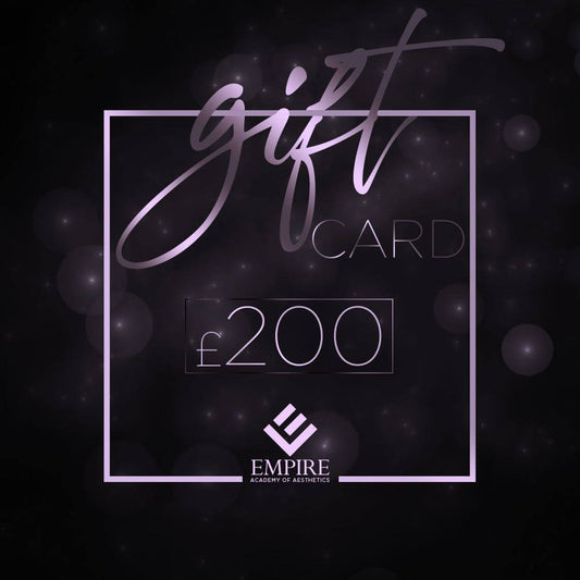 £200 Empire Academy of Aesthetic gift card. Can be redeemed on courses and model treatments.