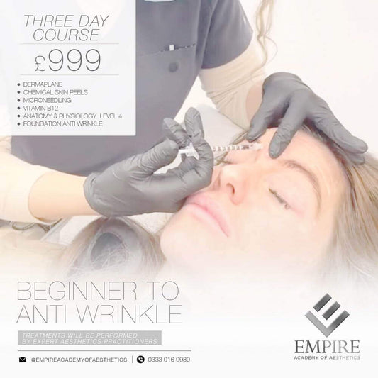 Beginner aesthetics course which includes foundation anti wrinkle injections