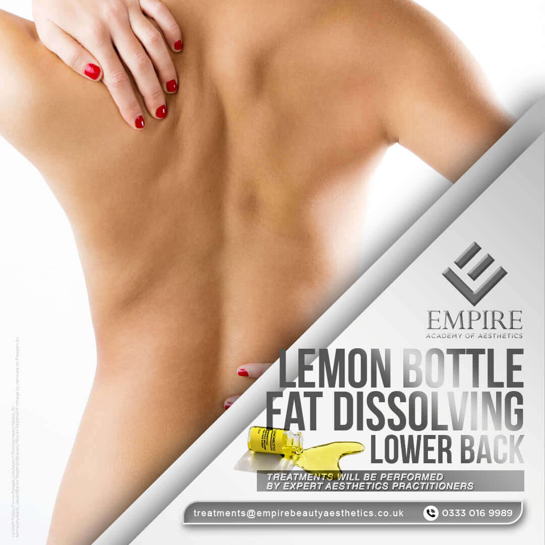  Fat Dissolving model appointment using the product Lemon Bottle for the lower back. Appointment takes place in our Liverpool Academy