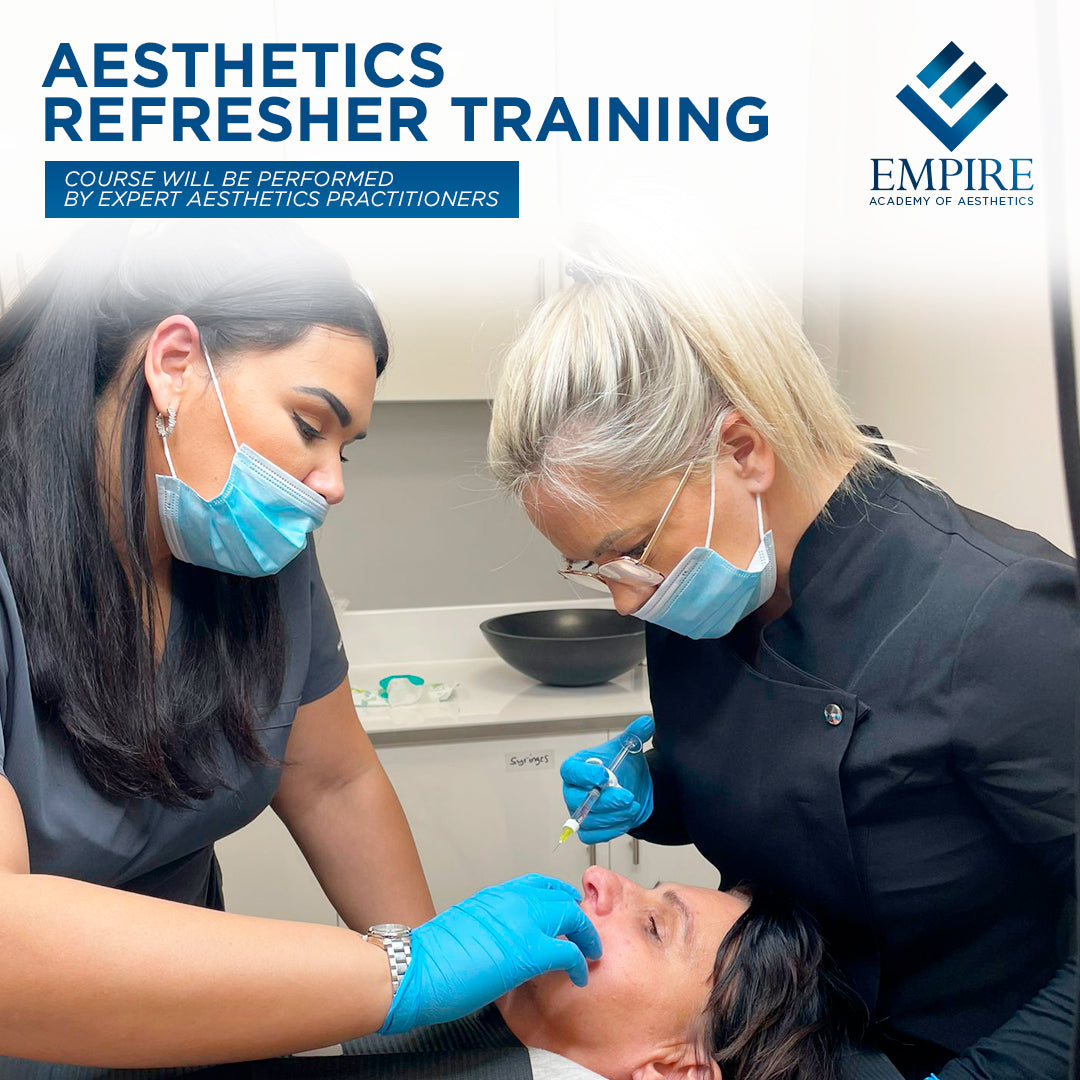 Aesthetics refresher training course with two practitioners and a client,