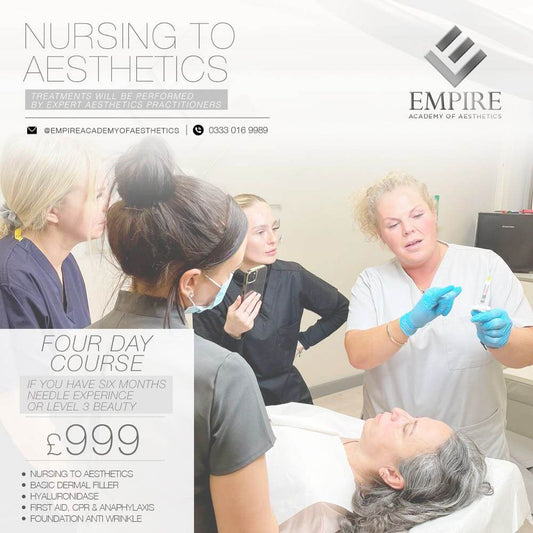 Perfect training course for nurses looking at the Aesthetics industry. Course contains Dermal Fillers and Botox